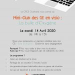 14 Avril - Conférence mini-club des GE : La bulle d'Oxygène
